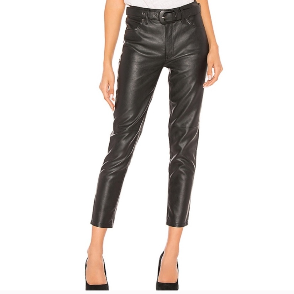 Free People Vegan Leather Belted Pants *Brand new